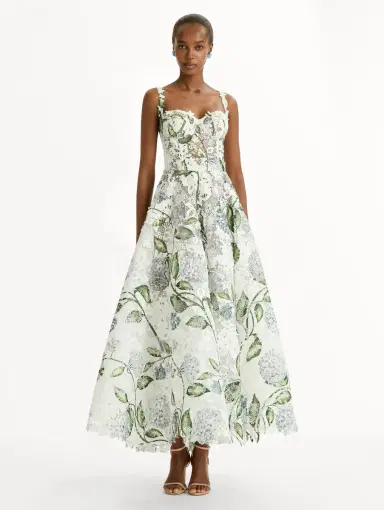 Oscar de la Renta Porcelain Flower Guipure Cocktail Dress | Thumbnail 2