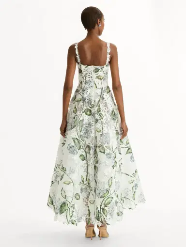 Oscar de la Renta Porcelain Flower Guipure Cocktail Dress | Thumbnail 3