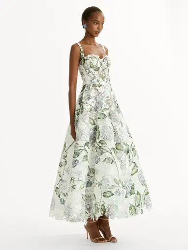 Oscar de la Renta Porcelain Flower Guipure Cocktail Dress | Thumbnail 4