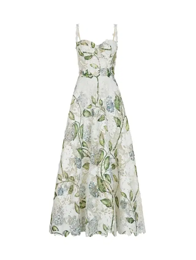 Oscar de la Renta Porcelain Flower Guipure Cocktail Dress