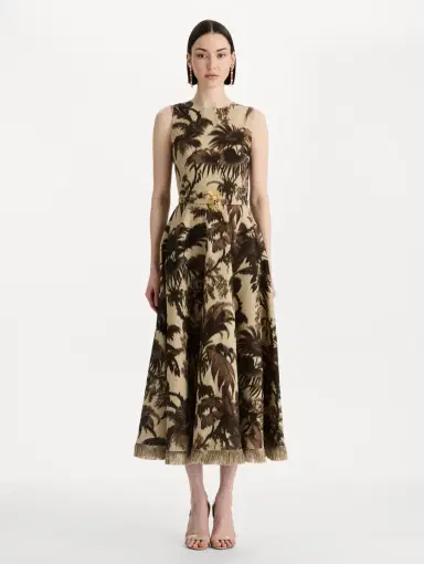 Oscar de la Renta Chiné Palm Leaves Dress | Thumbnail 2