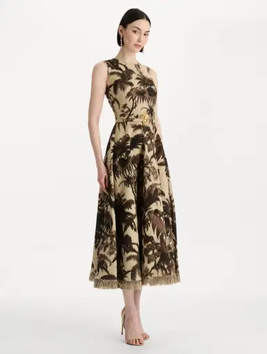 Oscar de la Renta Chiné Palm Leaves Dress | Thumbnail 4