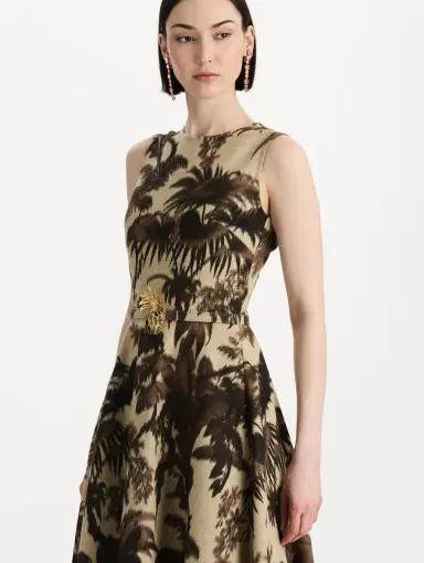 Oscar de la Renta Chiné Palm Leaves Dress | Thumbnail 5