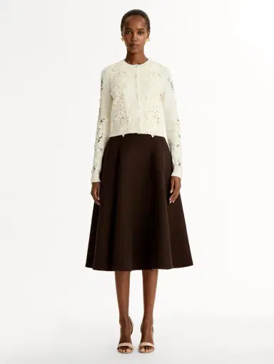 Oscar de la Renta Porcelain Flower Guipure Insert Cardigan | Thumbnail 3 Oscar de la Renta Porcelain Flower Guipure Insert Cardigan | Thumbnail 3