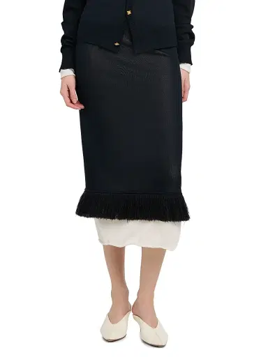 Bottega Veneta Women's Layered Fringe-Hem Fluid Silk-Knit Midi-Skirt | Thumbnail 3 Bottega Veneta Women's Layered Fringe-Hem Fluid Silk-Knit Midi-Skirt | Thumbnail 3