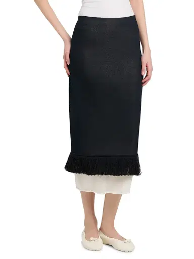 Bottega Veneta Women's Layered Fringe-Hem Fluid Silk-Knit Midi-Skirt | Thumbnail 4 Bottega Veneta Women's Layered Fringe-Hem Fluid Silk-Knit Midi-Skirt | Thumbnail 4