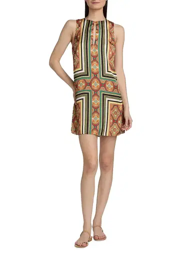 Misa Los Angeles Women's Nour Printed Satin Minidress - Majorelle Scarf - Size XL | Thumbnail 2