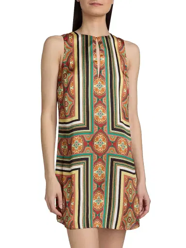 Misa Los Angeles Women's Nour Printed Satin Minidress - Majorelle Scarf - Size XL | Thumbnail 3