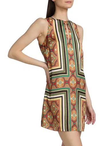Misa Los Angeles Women's Nour Printed Satin Minidress - Majorelle Scarf - Size XL | Thumbnail 4