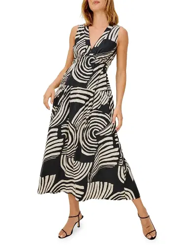 RAILS Women's Genevieve Printed Cotton Midi Dress - Onyx Waves - Size XS | Thumbnail 2
