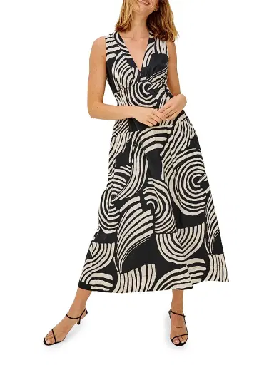 RAILS Women's Genevieve Printed Cotton Midi Dress - Onyx Waves - Size XS | Thumbnail 3