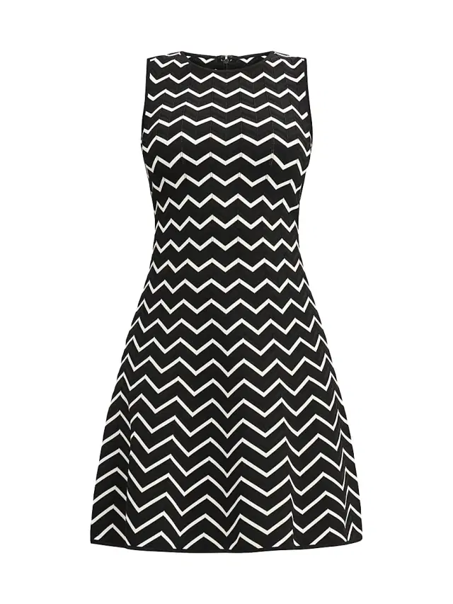 Hervé Léger Women's Bryn Chevron Sleeveless Minidress - Alabaster Black Combo