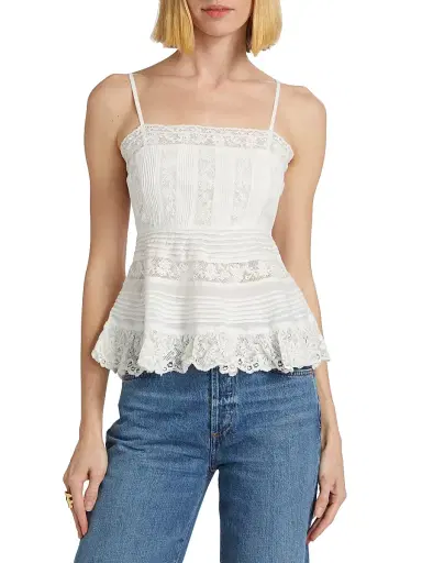 LoveShackFancy Women's Charlieann Lace Top - Bright White - Size 6 | Thumbnail 3 LoveShackFancy Women's Charlieann Lace Top - Bright White - Size 6 | Thumbnail 3