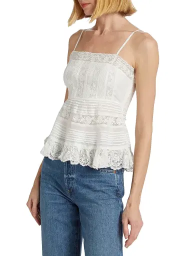 LoveShackFancy Women's Charlieann Lace Top - Bright White - Size 6 | Thumbnail 4 LoveShackFancy Women's Charlieann Lace Top - Bright White - Size 6 | Thumbnail 4