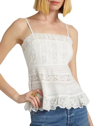 LoveShackFancy Women's Charlieann Lace Top - Bright White - Size 6 | Thumbnail 6 LoveShackFancy Women's Charlieann Lace Top - Bright White - Size 6 | Thumbnail 6