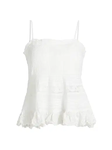 LoveShackFancy Women's Charlieann Lace Top - Bright White - Size 6 | Thumbnail 1 LoveShackFancy Women's Charlieann Lace Top - Bright White - Size 6 | Thumbnail 1