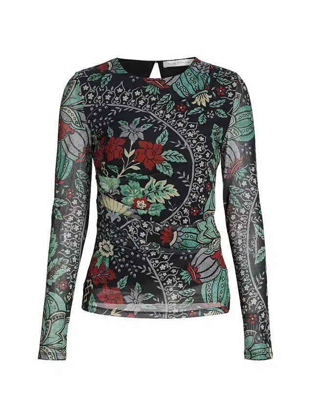 Women's The Delilah Floral Mesh Top - Dianas Garden Print
