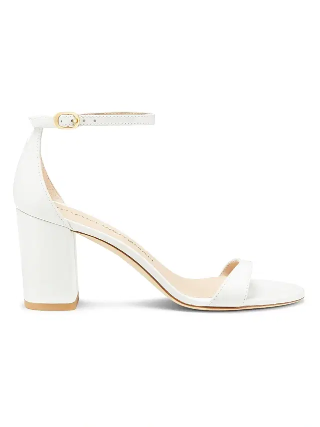 Women's Nudist Block 5MM Metallic Leather Sandals - White