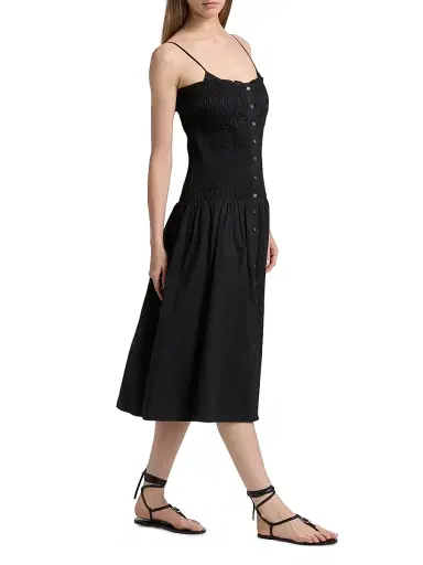 Veronica Beard Women's Serenel Cotton Midi-Dress - Black | Thumbnail 2