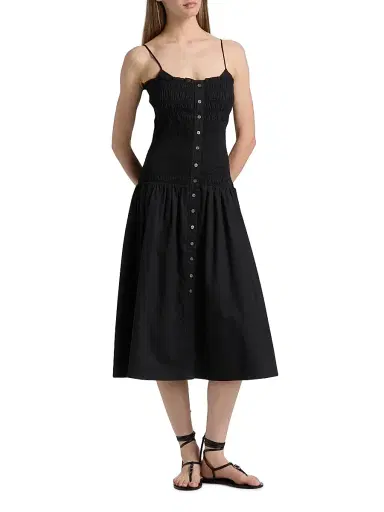 Veronica Beard Women's Serenel Cotton Midi-Dress - Black | Thumbnail 3