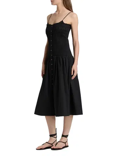 Veronica Beard Women's Serenel Cotton Midi-Dress - Black | Thumbnail 4