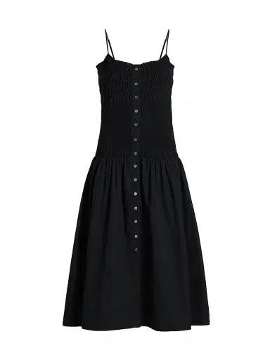 Veronica Beard Women's Serenel Cotton Midi-Dress - Black | Thumbnail 1