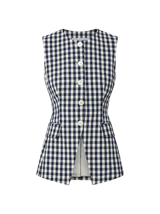 Veronica Beard Women's Lois Gingham Longline Vest - Navy Dove