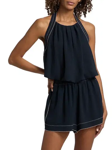 Ramy Brook Women's Briar Halterneck Embroidered Blouse - Navy - Size Large | Thumbnail 3 Ramy Brook Women's Briar Halterneck Embroidered Blouse - Navy - Size Large | Thumbnail 3