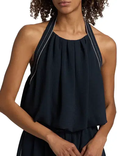 Ramy Brook Women's Briar Halterneck Embroidered Blouse - Navy - Size Large | Thumbnail 6 Ramy Brook Women's Briar Halterneck Embroidered Blouse - Navy - Size Large | Thumbnail 6
