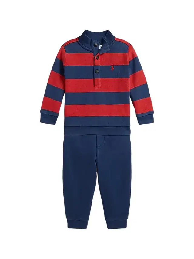 Polo Ralph Lauren Baby Boy's Striped Pullover & Joggers Set - Red Multi 9 Months