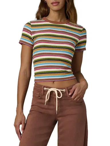 Joe's Jeans Women's The Baby Striped T-Shirt - Multi Variegated Stripe - Size XS | Thumbnail 3