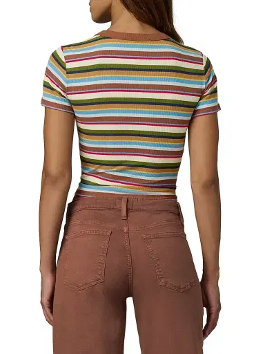 Joe's Jeans Women's The Baby Striped T-Shirt - Multi Variegated Stripe - Size XS | Thumbnail 5