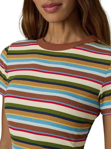 Joe's Jeans Women's The Baby Striped T-Shirt - Multi Variegated Stripe - Size XS | Thumbnail 6