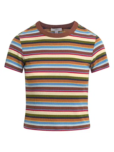 Joe's Jeans Women's The Baby Striped T-Shirt - Multi Variegated Stripe - Size XS | Thumbnail 1