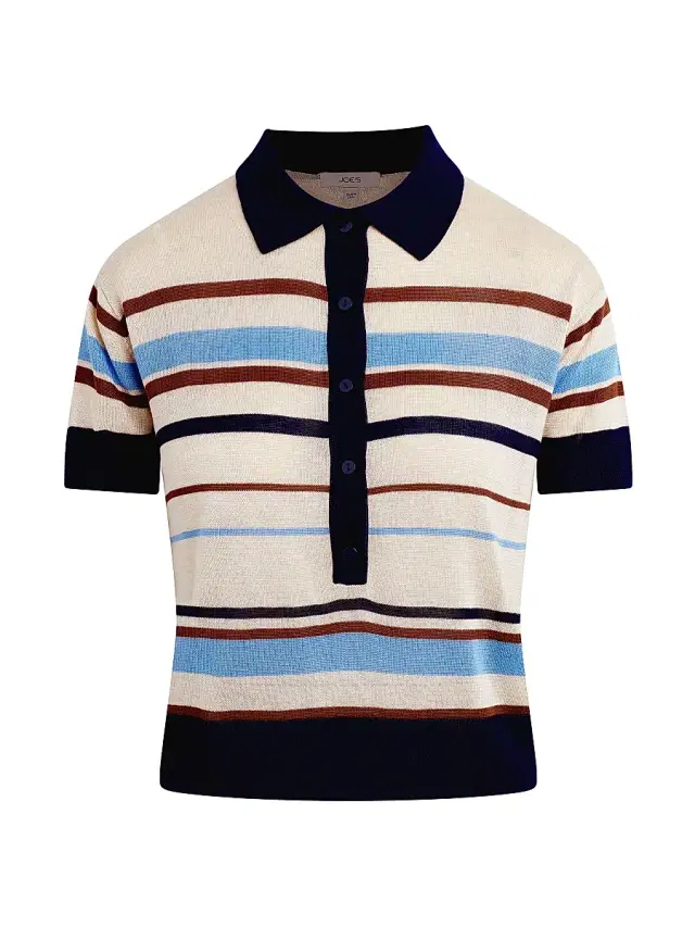 Women's The Stella Striped Polo Sweater - Oatmeal Azure Multi