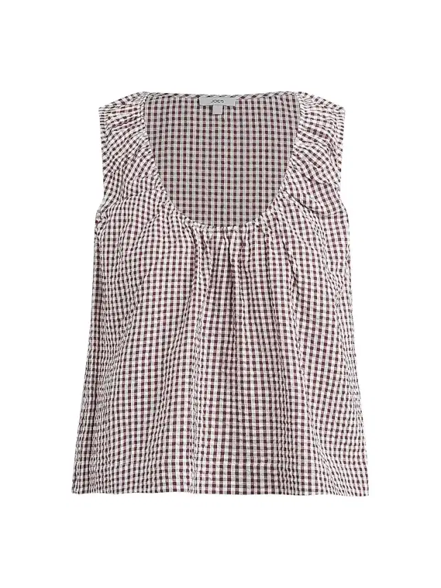 Women's Ana Gingham Cotton-Blend Sleeveless Blouse - Macchiato Gingham