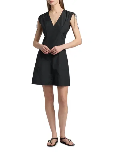 rag & bone Women's Emmet Cotton Poplin Drawstring Minidress - Black | Thumbnail 2