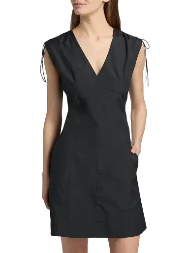 rag & bone Women's Emmet Cotton Poplin Drawstring Minidress - Black | Thumbnail 3