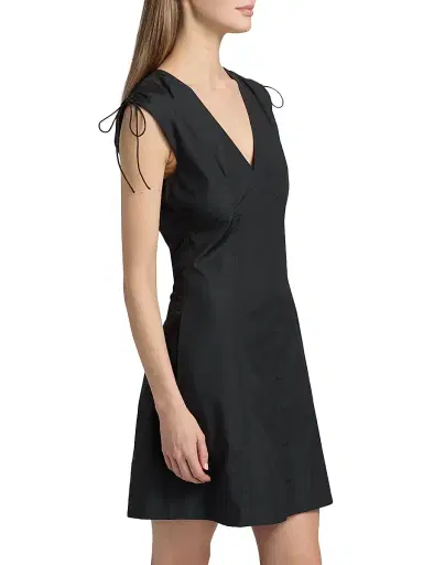 rag & bone Women's Emmet Cotton Poplin Drawstring Minidress - Black | Thumbnail 4