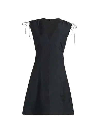 rag & bone Women's Emmet Cotton Poplin Drawstring Minidress - Black | Thumbnail 1