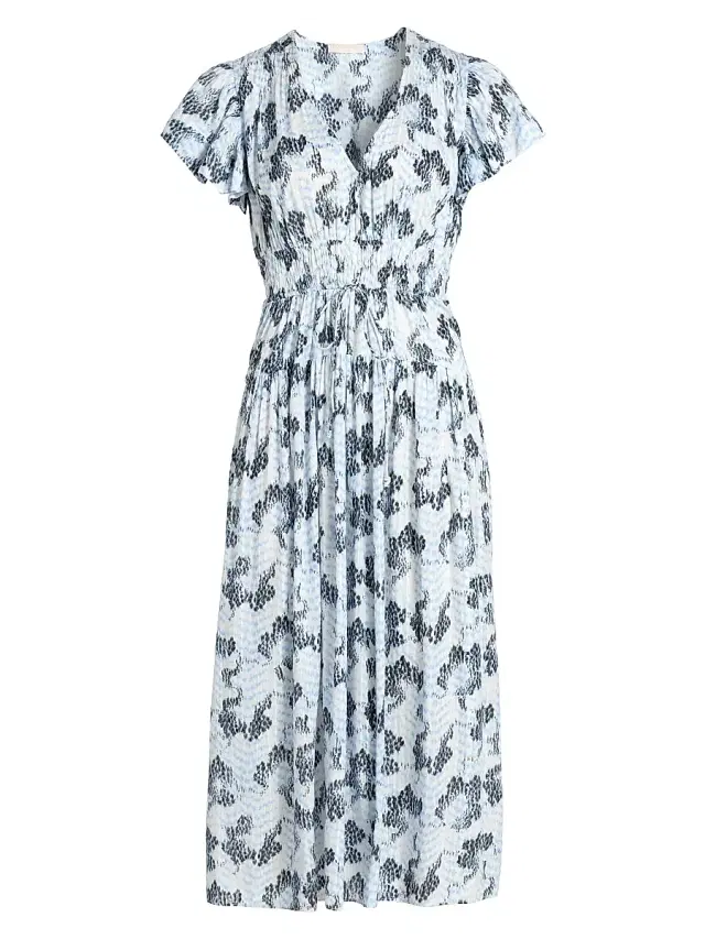 Ulla Johnson Women's Lyria Abstract Cotton-Blend Midi-Dress - Ciel