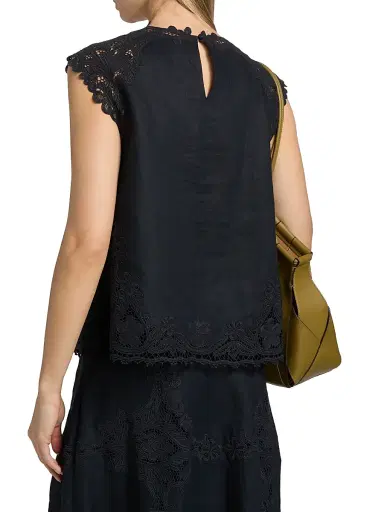 Ulla Johnson Women's Amelie Floral-Embroidered Linen Top - Noir | Thumbnail 5