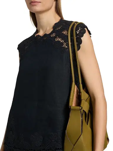 Ulla Johnson Women's Amelie Floral-Embroidered Linen Top - Noir | Thumbnail 6