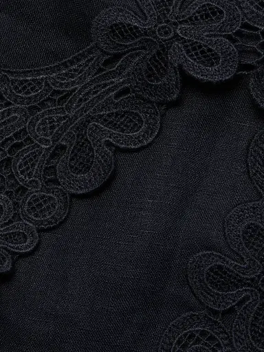 Ulla Johnson Women's Amelie Floral-Embroidered Linen Top - Noir | Thumbnail 7
