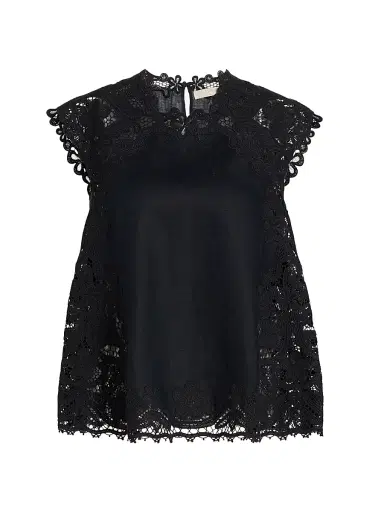 Ulla Johnson Women's Amelie Floral-Embroidered Linen Top - Noir | Thumbnail 1