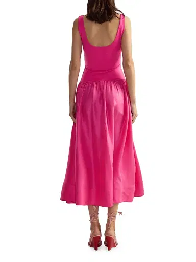 CYNTHIA ROWLEY Women's Mixed Media Dropwaist A-Line Midi-Dress | Thumbnail 3