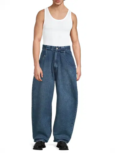 Willy Chavarria Men's Bad Boy Barrel Jeans - Washed Indigo | Thumbnail 2 Willy Chavarria Men's Bad Boy Barrel Jeans - Washed Indigo | Thumbnail 2