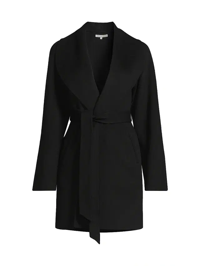 Sofia Cashmere Women's Wool-Cashmere Shawl-Collar Coat - Black