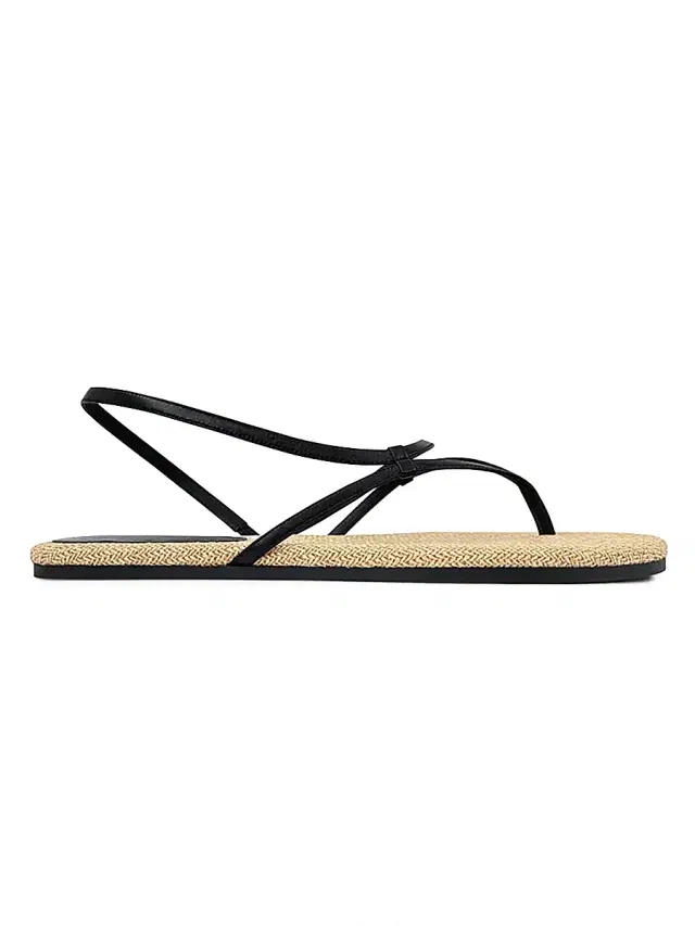 Women's Lawan Leather & Raffia Slingback Sandals - Black Natural