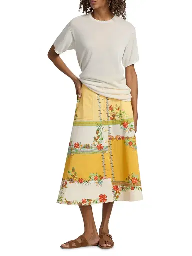 Saloni Women's Kali Zinnia Patchwork Midi-Skirt | Thumbnail 2